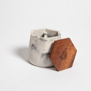 Cannabis gift guide pretty concrete stash jar with bamboo lid